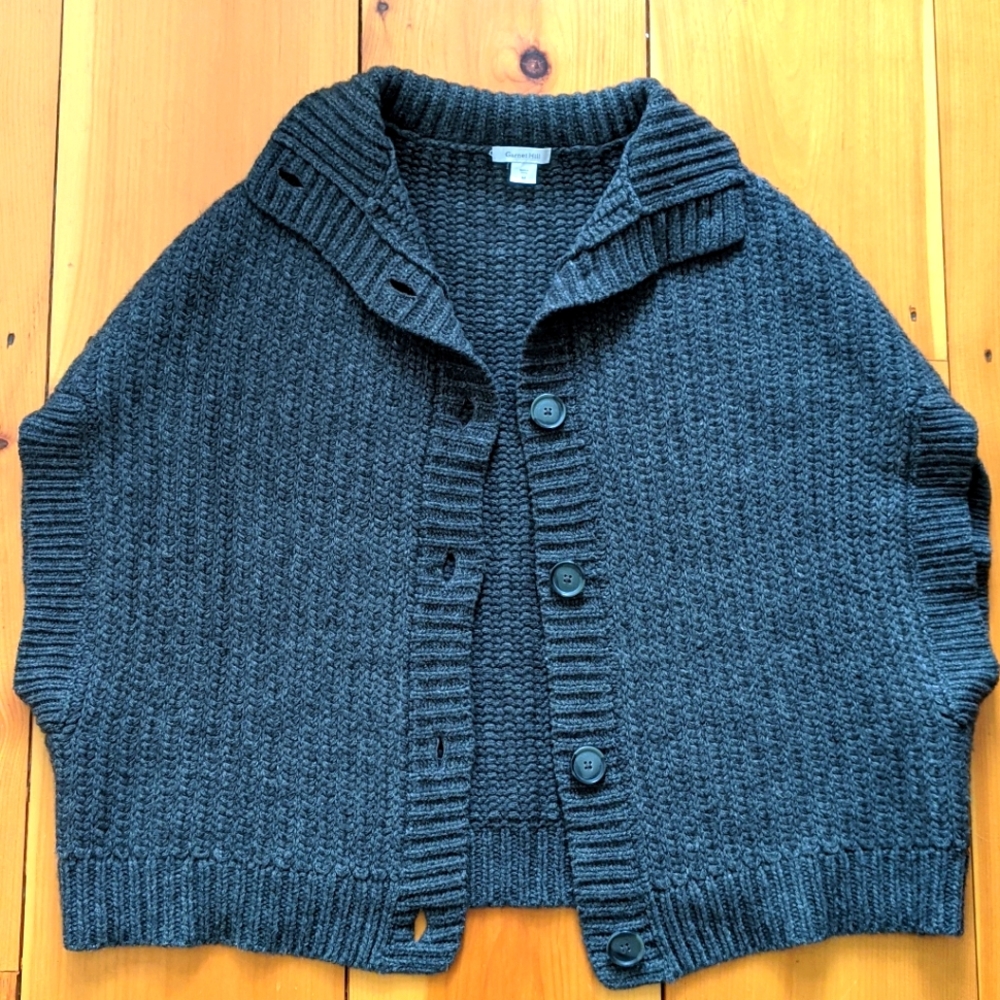 Garnet Hill Sweater Cape - Charcoal Gray - Medium